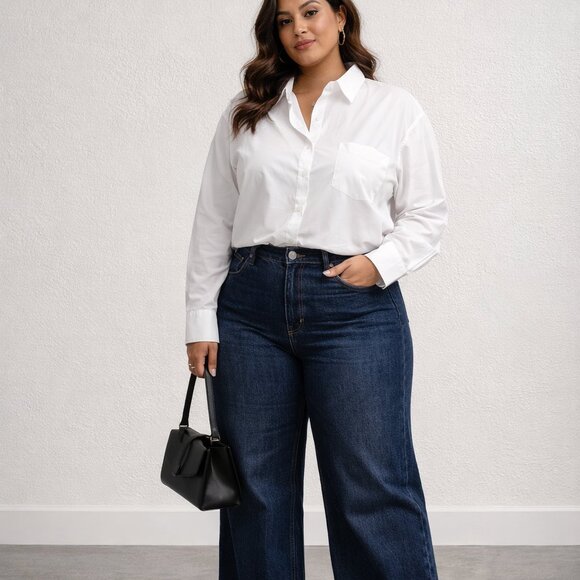 Lane Bryant Denim - Lane Bryant Tighter Tummy Wide Leg Jeans Size 18 High Rise Dark Wash NWT